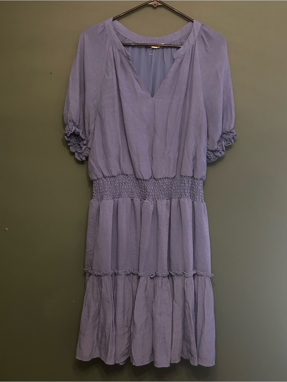 Zoey & Leelo Royal Blue V-Neck Smocked Tiered Mini Dress - Size 1X